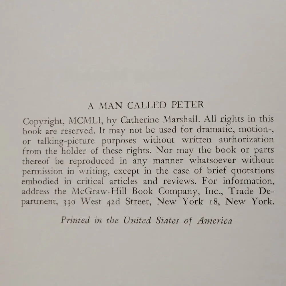 Catherine Marshall - A Man Called Peter: The Story of Peter Marshall, 1951